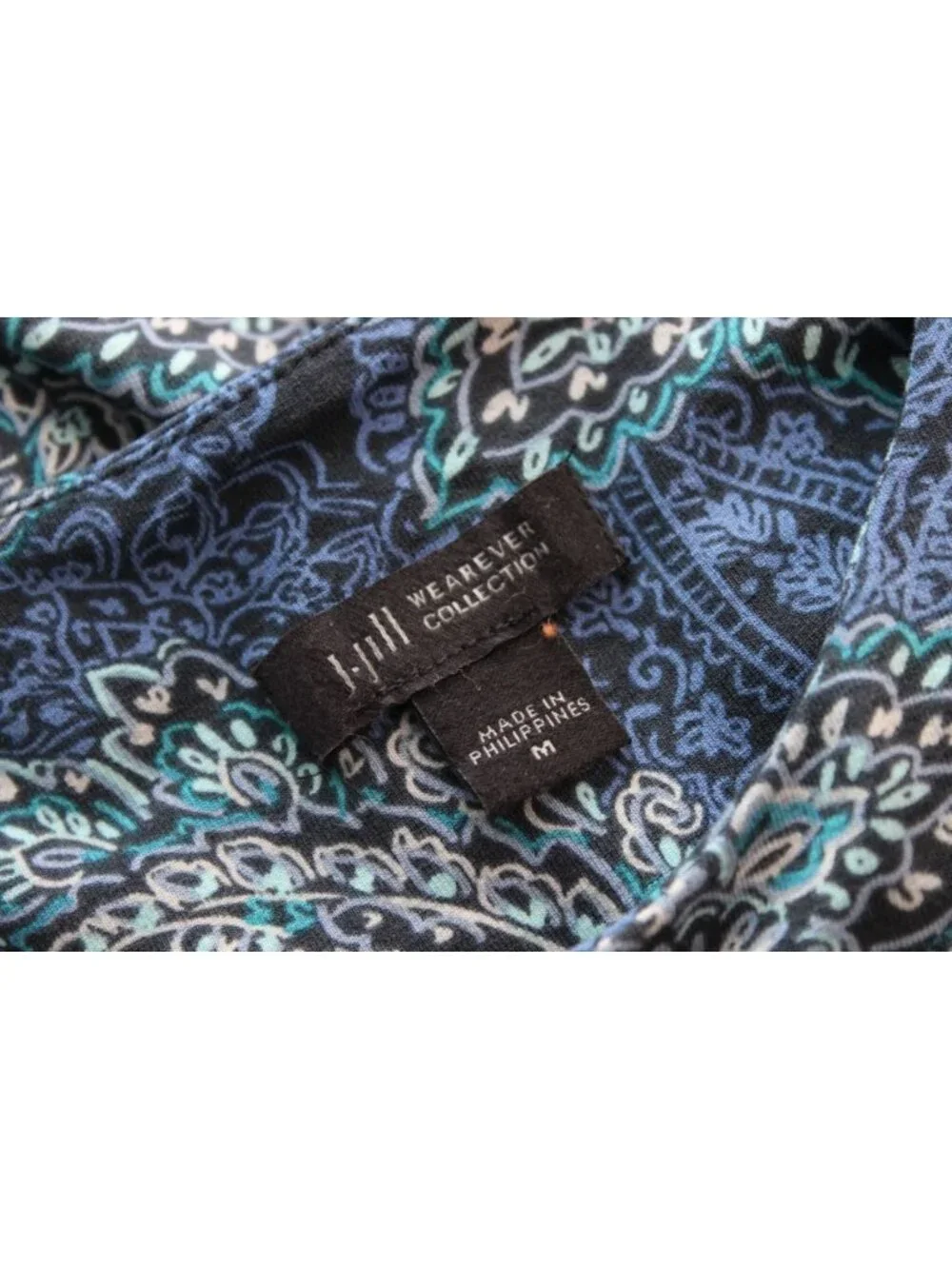 J Jill Wearever Collection Dress Medium Paisley Stretch Knit Knee Length Pockets - Picture 12 of 13